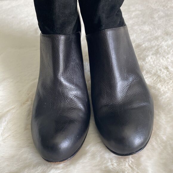 Rachel Zoe Women's 8.5 Claudia Black Leather Suede Slouch Buckle Heeled Boot - Picture 6 of 9